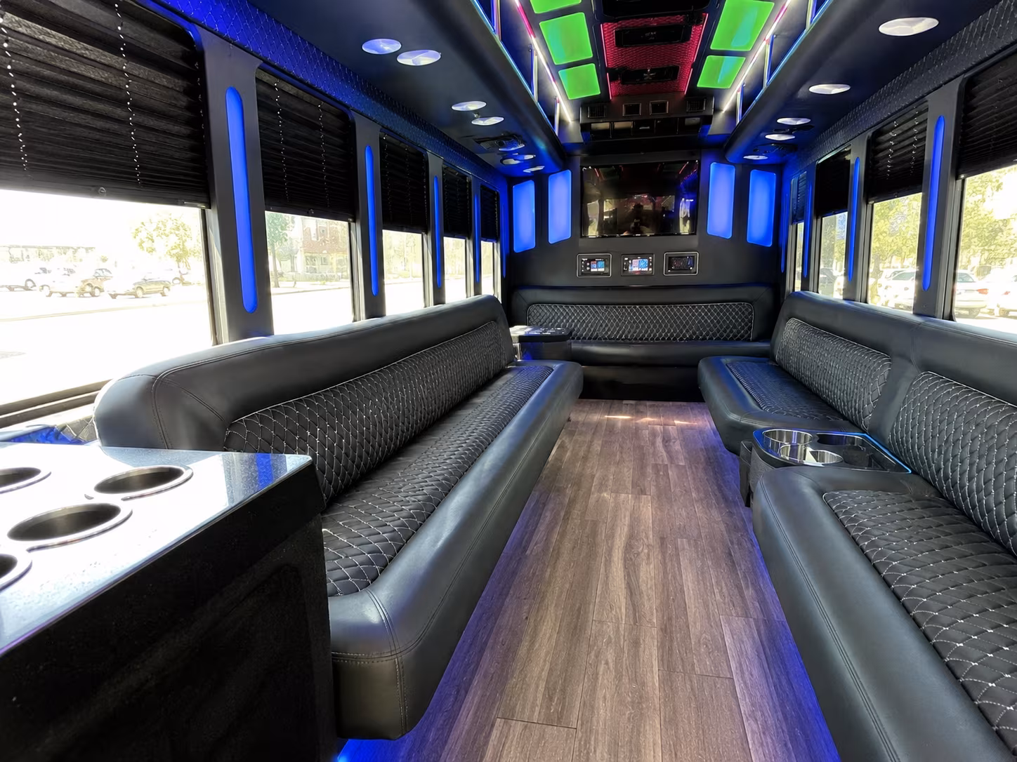 topeka 15 passenger party bus inside